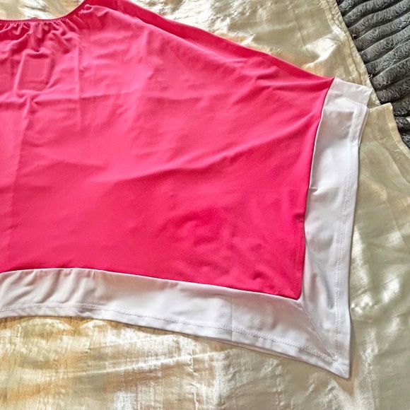 PONCHO, JERSEY, PINK & WHITE, ONE SIZE, CANADIAN MADE!, ARTIZAN BY ROBIN BARRE, - Picture 8 of 9